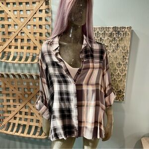 Jane and Delancey Multicolor Plaid Button-Down Shirt